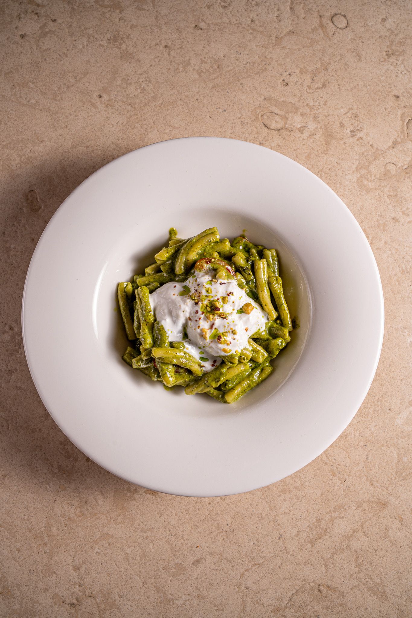 Casarecce με πέστο και stracciatella