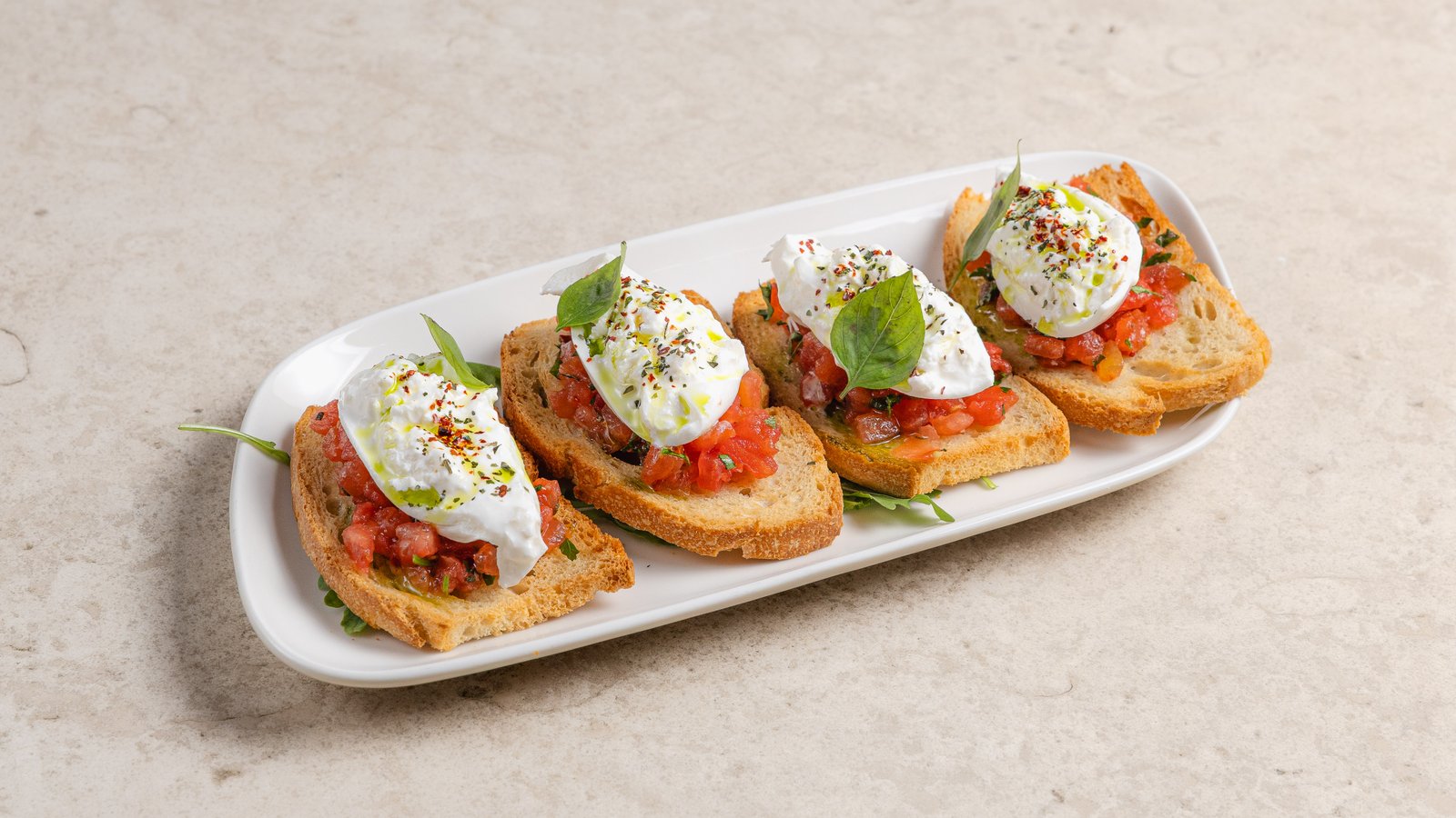 Bruschetta burrata at Migliore
