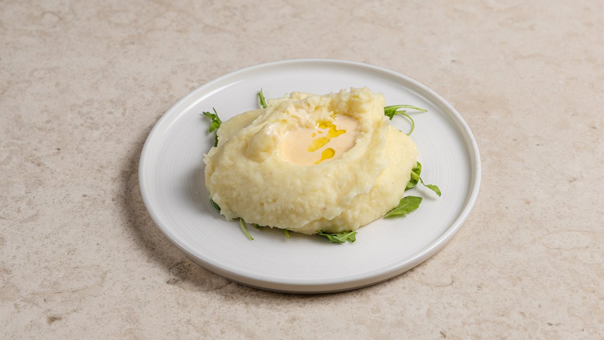 Πουρές πατάτας με σάλτσα gorgonzola & λάδι τρούφας